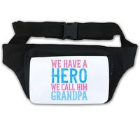 Riñonera con eslogan para el Día del Padre con texto en inglés "We Have a Hero, we Call him Grandpa", color blanco, White, Talla única