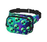 Riñonera con estampado de aliens verdes para hombres y mujeres con cinturón ajustable para entrenamiento al aire libre