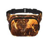 Riñonera con estampado de animales africanos 2 con extensor para hombres y mujeres, riñonera con bolsillos con cremallera, Negro -, Talla única