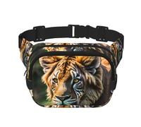 Riñonera con estampado de animales africanos con extensor para hombres y mujeres, riñonera con bolsillos con cremallera, Negro -, Talla única