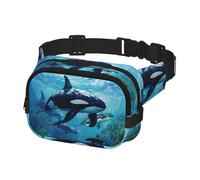 Riñonera con estampado de ballenas asesinas para hombres y mujeres con cinturón ajustable para entrenamiento al aire libre