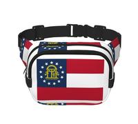 Riñonera con estampado de bandera de Georgia con correa ajustable, cuadrada, doble capa, cinturón unisex en todas partes