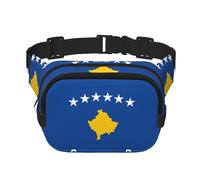 Riñonera con estampado de bandera de Kosovo para mujer, riñonera para uso diario, viajes, al aire libre, correr, caza, para adultos, Negro -, Talla única
