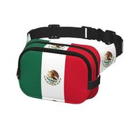 Riñonera con estampado de bandera de México para hombres y mujeres con cinturón ajustable para entrenamiento al aire libre