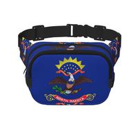 Riñonera con estampado de bandera del estado de Dakota del Norte con extensor para hombres y mujeres, riñonera con bolsillos con cremallera, Negro -, Talla única