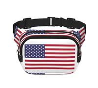 Riñonera con estampado de bandera estadounidense con extensor para hombres y mujeres, riñonera con bolsillos con cremallera, Negro -, Talla única