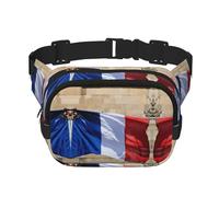 Riñonera con estampado de bandera francesa con extensor para hombres y mujeres, riñonera con bolsillos con cremallera, Negro -, Talla única
