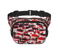 Riñonera con estampado de banderas canadienses pequeñas con correa ajustable, cuadrada, doble capa, cinturón unisex en todas partes