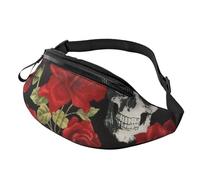 Riñonera con estampado de calavera rosa para hombres y mujeres, para viajes, senderismo, ciclismo, correr, almacenamiento para artículos esenciales