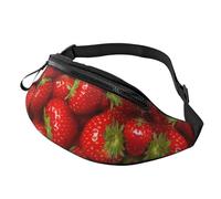 Riñonera con estampado de capas de roca, fibra de poliéster de alta densidad, conveniente y flexible, adecuada para el uso diario, Fruta de fresa roja, Talla única