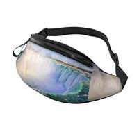 Riñonera con estampado de cascada y arco iris para hombres y mujeres, para viajes, senderismo, ciclismo, correr, almacenamiento para artículos esenciales