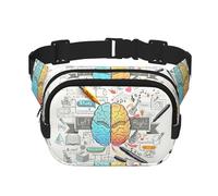 Riñonera con estampado de cerebro humano para mujer con correa ajustable para entrenamiento, correr, senderismo, riñonera cruzada, Black, Talla única