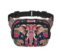 Riñonera con estampado de elefante bohemio con extensor para hombres y mujeres, riñonera con bolsillos con cremallera, Negro -, Talla única