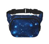 Riñonera con estampado de estrellas brillantes azules con correa ajustable, cuadrada, de doble capa, cinturón unisex en todas partes