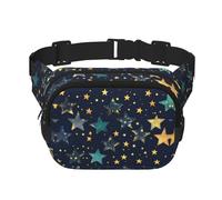 Riñonera con estampado de estrellas orientales con correa ajustable, cuadrada, de doble capa, cinturón unisex en todas partes