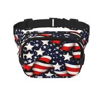 Riñonera con estampado de estrellas y rayas de bandera estadounidense con correa ajustable, cuadrada, de doble capa, cinturón unisex en todas partes