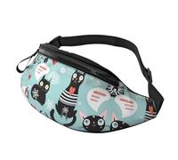 Riñonera con estampado de faro de playa, fibra de poliéster de alta densidad, cómoda y flexible, adecuada para uso diario, Gatos blancos y negros, Talla única