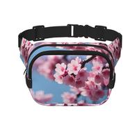 Riñonera con estampado de flores de cerezo con extensor para hombres y mujeres, riñonera con bolsillos con cremallera, Negro -, Talla única