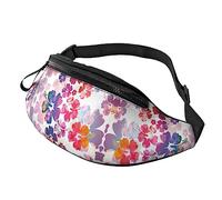 Riñonera con estampado de flores hawaianas para correr, senderismo, viajes, entrenamiento, pasear al perro, deportes, pesca, riñonera, Black, Talla única