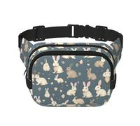 Riñonera con estampado de fondo de conejo para mujer, riñonera para uso diario, viajes, al aire libre, correr, caza, para adultos, Negro -, Talla única