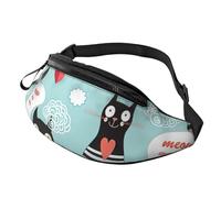 Riñonera con estampado de gatos blancos y negros para viajes, senderismo, ciclismo y correr, festivales, almacenamiento de equipo, paquete unisex