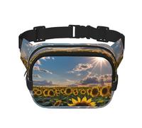 Riñonera con estampado de girasoles con extensor para hombres y mujeres, riñonera con bolsillos con cremallera, Negro -, Talla única