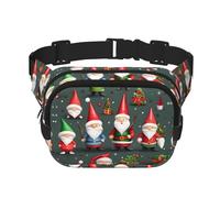 Riñonera con estampado de gnomos navideños con correa ajustable, cuadrada, de doble capa, cinturón unisex en todas partes