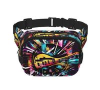 Riñonera con estampado de graffiti musical con correa ajustable, cuadrada, doble capa, cinturón unisex en todas partes
