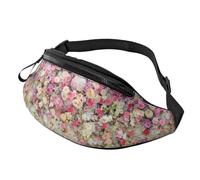 Riñonera con estampado de grupo de flores rosas para viajes, senderismo, ciclismo y correr, festivales, almacenamiento de equipo, paquete unisex