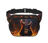 Riñonera con estampado de guitarra eléctrica con extensor para hombres y mujeres, riñonera con bolsillos con cremallera, Negro -, Talla única
