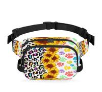 Riñonera con estampado de huellas de leopardo y girasol para mujeres, hombres, niñas, niños, riñoneras para correr, deportes, senderismo, bolsa de cinturón, color, XL, Organizador de bolsas