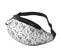 Riñonera con estampado de instrumentos musicales dibujados a mano para mujeres y hombres, riñonera deportiva, bolsa de cinturón para viajes, senderismo, correr