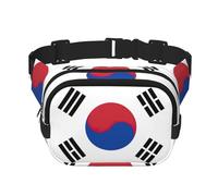 Riñonera con estampado de la bandera de la República de Corea con extensor para hombres y mujeres, riñonera con bolsillos con cremallera, Negro -, Talla única