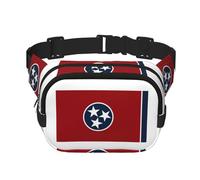 Riñonera con estampado de la bandera del estado de Tennessee con correa ajustable, cuadrada, de doble capa, cinturón unisex en todas partes