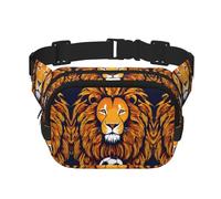 Riñonera con estampado de león con extensor para hombres y mujeres, riñonera con bolsillos con cremallera, Negro -, Talla única