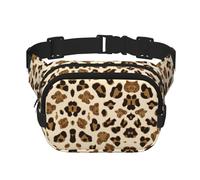 Riñonera con estampado de leopardo animal para mujer con correa ajustable para entrenamiento, correr, senderismo, riñonera cruzada, Black, Talla única