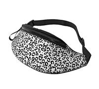 Riñonera con estampado de leopardo blanco y negro para correr, senderismo, viajes, entrenamiento, pasear al perro, deportes, pesca, riñonera, Black, Talla única