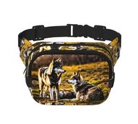 Riñonera con estampado de lobos con extensor para hombres y mujeres, riñonera con bolsillos con cremallera, Negro -, Talla única