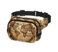 Riñonera con estampado de mapa del mundo antiguo para hombres y mujeres con cinturón ajustable para entrenamiento al aire libre