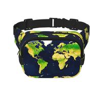 Riñonera con estampado de mapa del mundo para mujer, riñonera para uso diario, viajes, al aire libre, correr, caza, para adultos, Negro -, Talla única