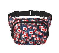Riñonera con estampado de muchas pequeñas banderas canadienses con correa ajustable, cuadrada, de doble capa, cinturón unisex en todas partes