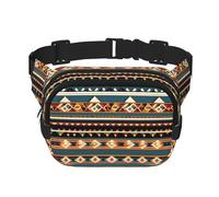 Riñonera con estampado de nativos americanos con correa ajustable, cuadrada, de doble capa, cinturón unisex en todas partes