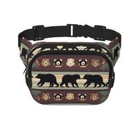 Riñonera con estampado de oso con correa ajustable, cuadrada, de doble capa, cinturón unisex en todas partes