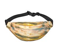 Riñonera con estampado de paisaje natural, bolsillo con cremallera y cinturón ajustable, para senderismo, correr, viajes e informal, Como se muestra en la imagen, Talla única, Mochila casual