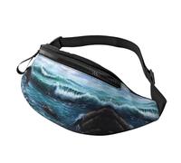 Riñonera con estampado de peces marinos, fibra de poliéster de alta densidad, cómoda y flexible, adecuada para el uso diario, Paisaje del Mar Azul, Talla única