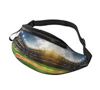 Riñonera con estampado de peces submarinos oceánicos, fibra de poliéster de alta densidad, conveniente y flexible, adecuada para uso diario, Fondo de campo de béisbol verde, Talla única