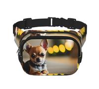Riñonera con estampado de perro chihuahua 1 a la moda, bolsa de cintura cuadrada de capa negra con correa ajustable, Negro -, Talla única