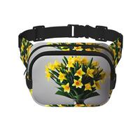 Riñonera con estampado de ramo de narcisos para mujeres y hombres con correa ajustable para viajes, senderismo, ciclismo