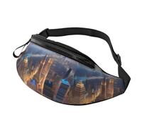 Riñonera con estampado nocturno de imagen de ciudad para viajes, senderismo, ciclismo y correr, festivales, almacenamiento de equipo, paquete unisex