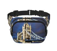 Riñonera con extensor para hombres y mujeres, con estampado de Tower Bridge in London, riñonera con bolsillos con cremallera, Negro -, Talla única